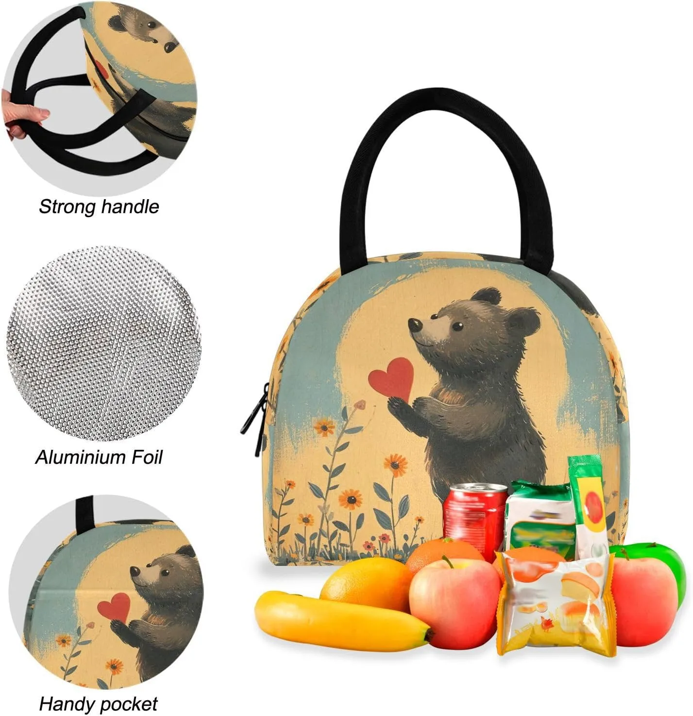 1950s Style Book Cover Backpacks and Lunchboxes Waterproof Cooler Backback, Backpack with Lunchbox