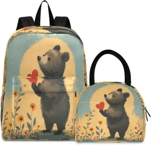 1950s Style Book Cover Backpacks and Lunchboxes Waterproof Cooler Backback, Backpack with Lunchbox
