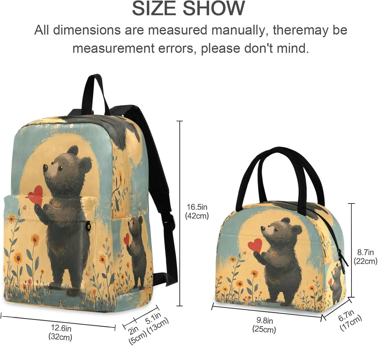 1950s Style Book Cover Backpacks and Lunchboxes Waterproof Cooler Backback, Backpack with Lunchbox