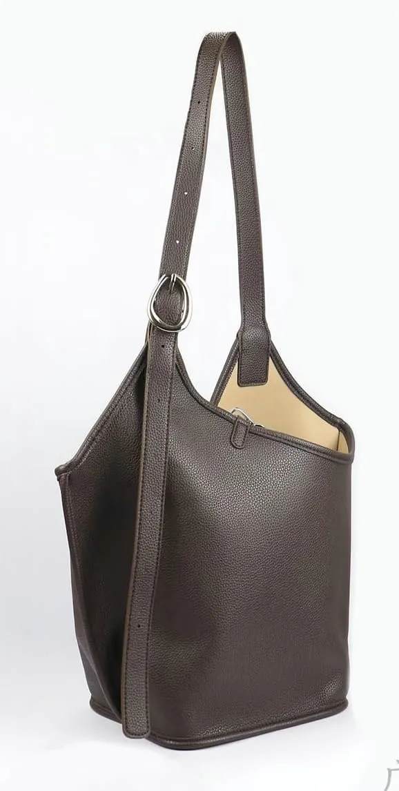 2 Pcs Slouchy PU Leather Bucket Bag Women Crescent Shoulder Bag Cute Hobo Bags Trendy Crossbody Purse Satchels Tote Handbag