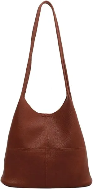 2 Pcs Slouchy PU Leather Hobo Bags Women Trendy Shoulder Bag Crescent Crossbody Purse Cute Top-handle Satchels Tote Handbag