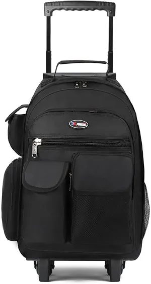 20'' Rolling Backpacks for Man/Women Travel Backpack with Wheels Trolley Suitcase Wheeled Bag Laptop Backpack#Black