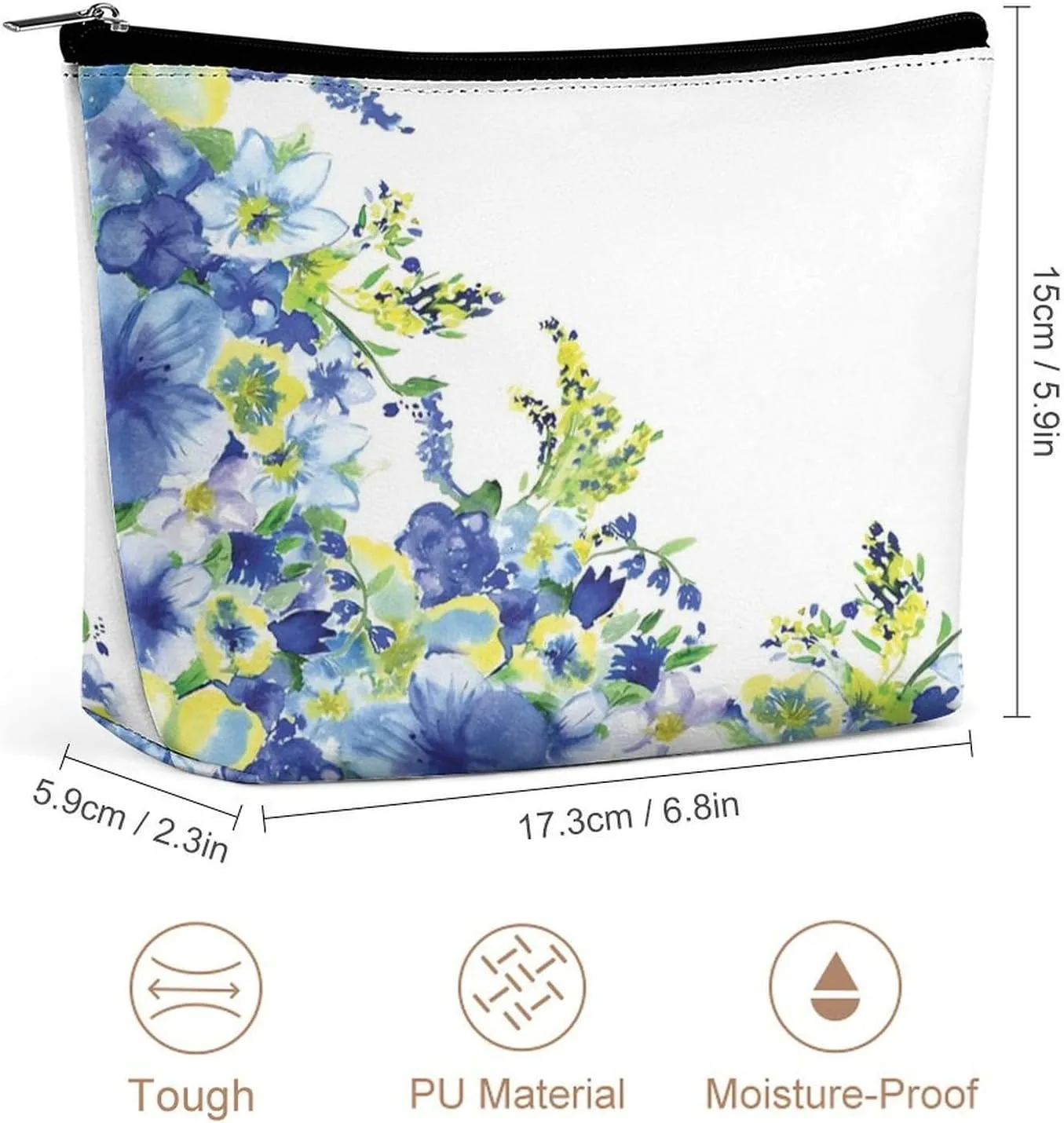 2024 Dolphins,Cosmetic Bags for Women,Pair of Dolphins Dancing in Water,Makeup Bag for Purse PU Leather Makeup Pouch Travel Makeup Bag with Zipper Make Up Bag for Travelling,Blue, Blue_28