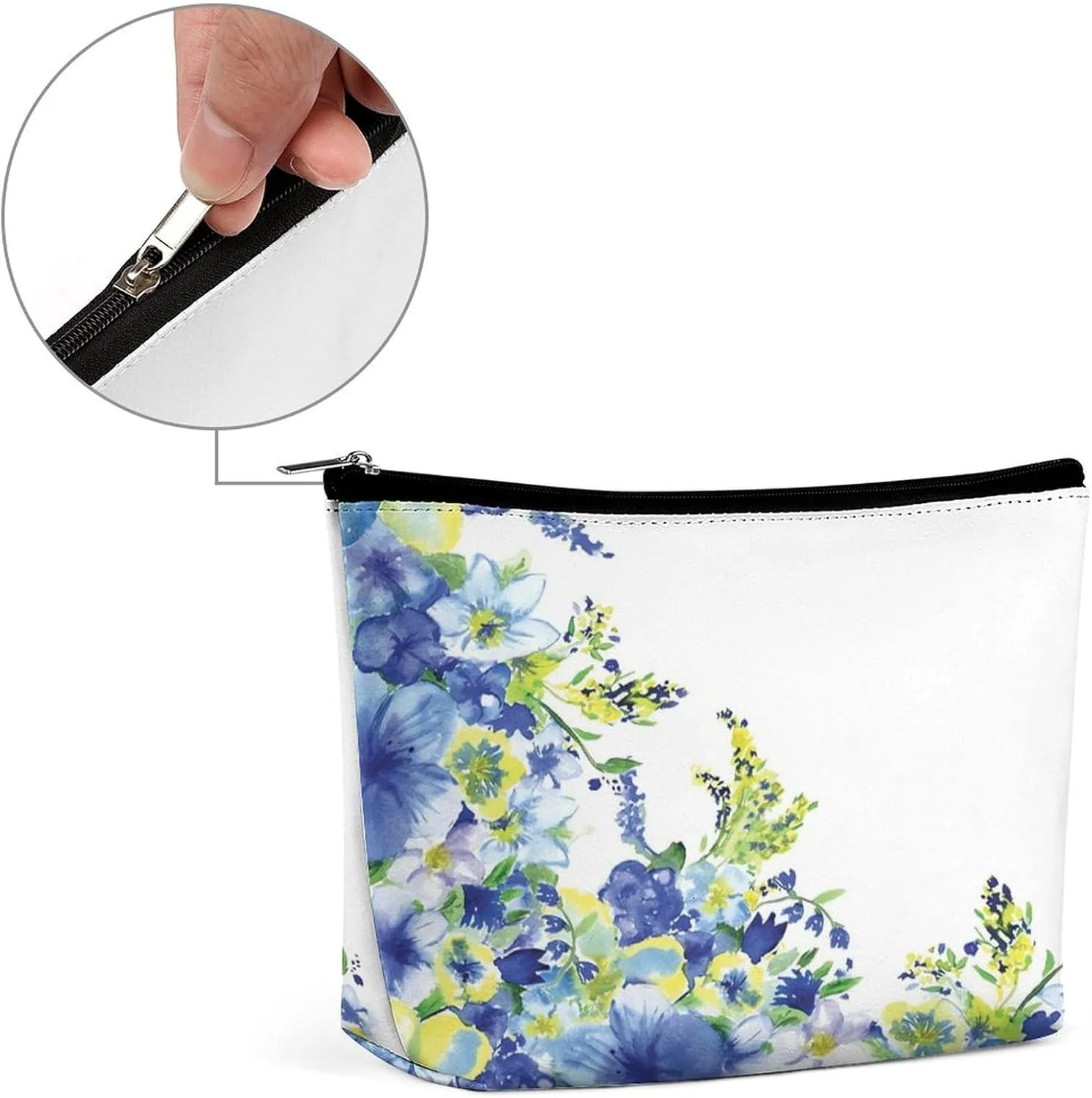 2024 Dolphins,Cosmetic Bags for Women,Pair of Dolphins Dancing in Water,Makeup Bag for Purse PU Leather Makeup Pouch Travel Makeup Bag with Zipper Make Up Bag for Travelling,Blue, Blue_28