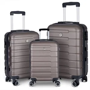 3 Piece Luggage, Modern Lightweight Suitcase with Hooks and Spinner Wheels Hard Side Carry On Luggage with Password Lock and Telescopic Rod for Business Travel Domestic Foreign Travel,Brown