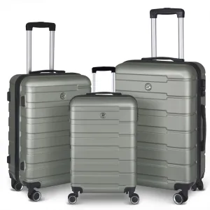 3 Piece Luggage, Modern Lightweight Suitcase with Hooks and Spinner Wheels Hard Side Carry On Luggage with Password Lock and Telescopic Rod for Business Travel Domestic Foreign Travel,Cement g