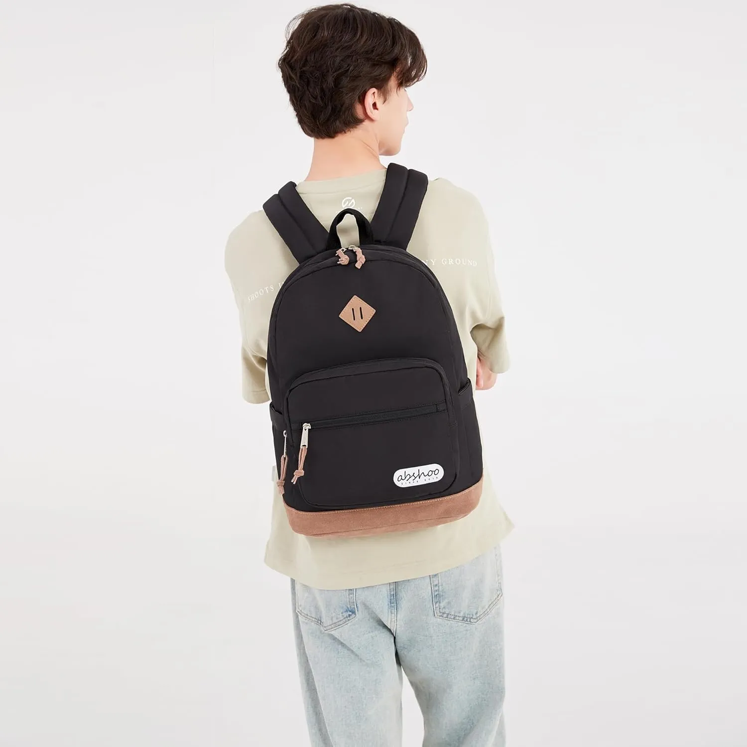 abshoo Classic Travel Backpack for Men Middle High School Backpack for Teen Girls and Boys Bookbag (Black)