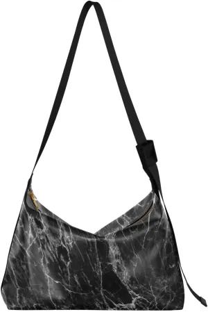 ALAZA Modern Abstract Black Marble Womens Tote Bag Leather Shoulder Bag For Women Men Large Hobo Cross Body Bags Handbag