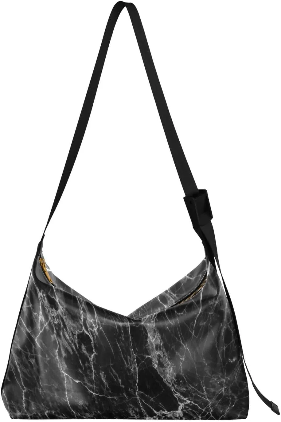 ALAZA Modern Abstract Black Marble Womens Tote Bag Leather Shoulder Bag For Women Men Large Hobo Cross Body Bags Handbag