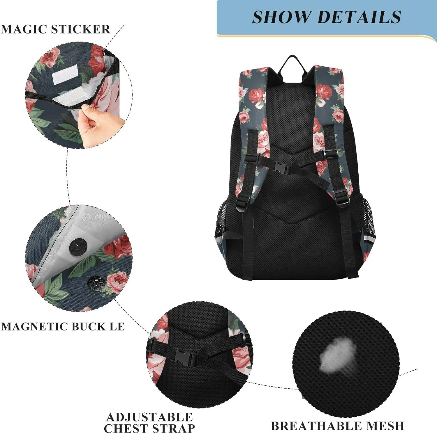 ALAZA Vintage Rose Repeat Casual Backpack Bag Travel Knapsack Bags