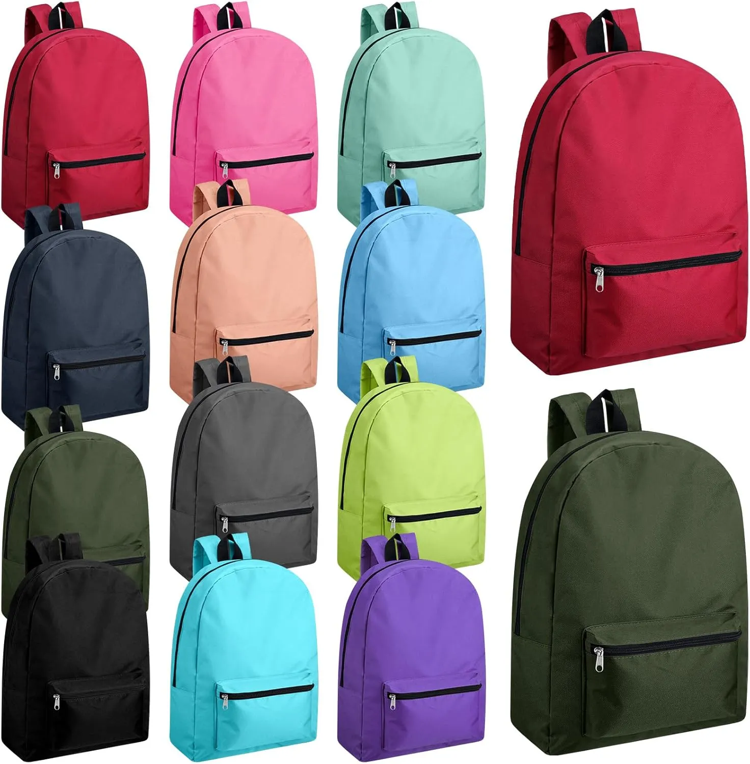 Amylove 12 Pack Backpack in Bulk 17 inch Lightweight Student Outdoor Travel Book Bag Kid Classic School Bookbag for Boy Girl (Lively Colors)