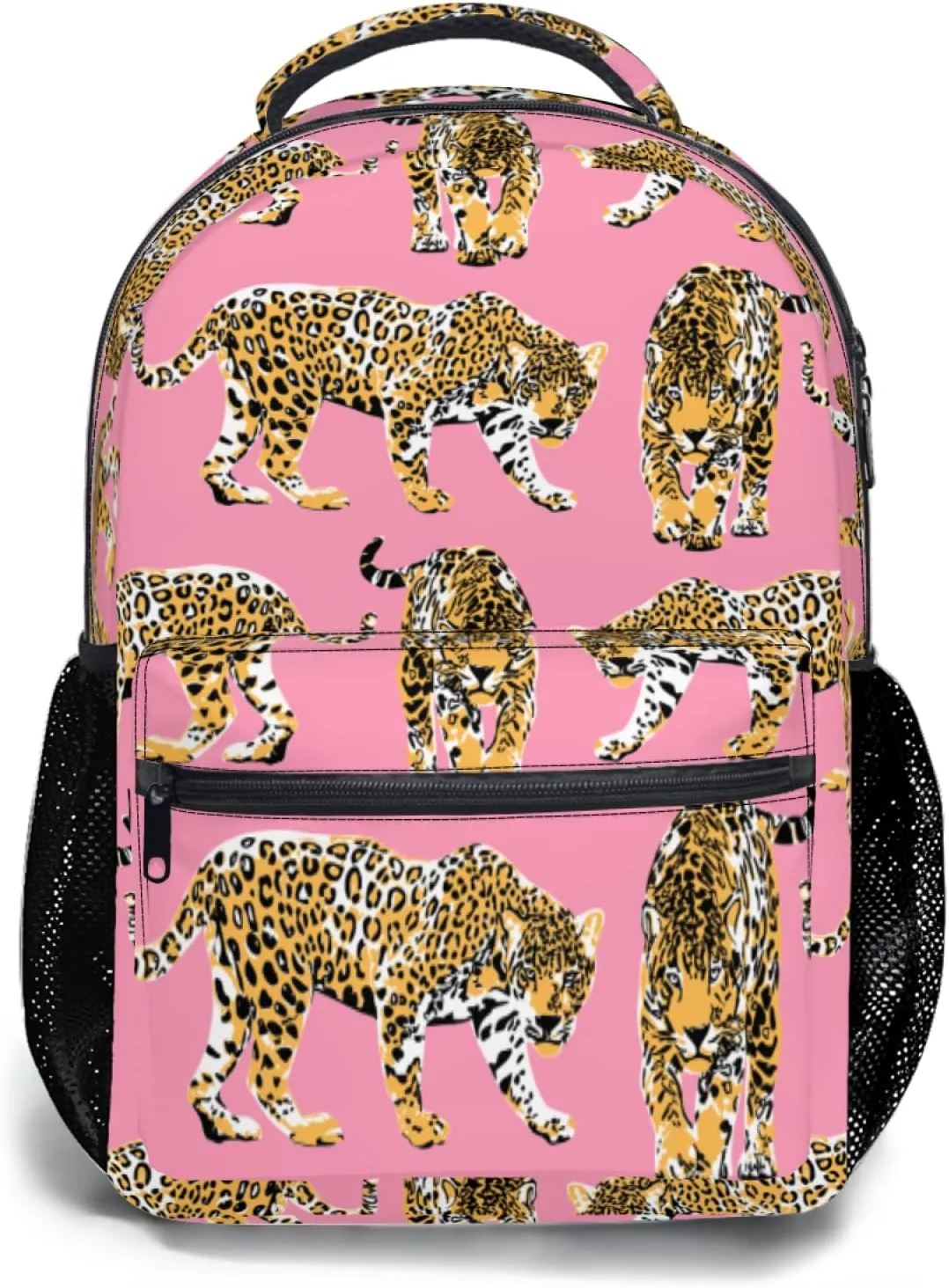 aportt Pink Cheetah Backpack for Boys Girls Preppy Leopard Tiger Durable Casual Basic Kids Bookbag Cute Animal Lightweight School Bag for Teens Students Travel Daypack