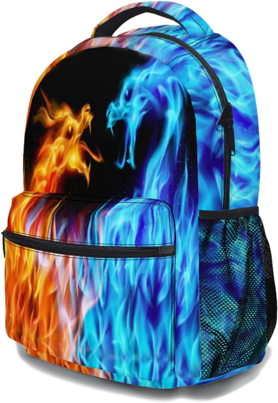 aportt Red Blue Fire Dragon Backpack for Boys Girls Orange Yellow Monster Animal Durable Casual Basic Kids Bookbag Rainbow Cool Lightweight School Bag for Teens Students Travel Daypack