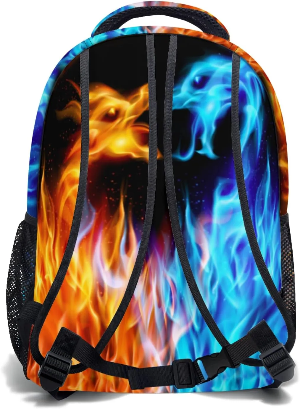 aportt Red Blue Fire Dragon Backpack for Boys Girls Orange Yellow Monster Animal Durable Casual Basic Kids Bookbag Rainbow Cool Lightweight School Bag for Teens Students Travel Daypack