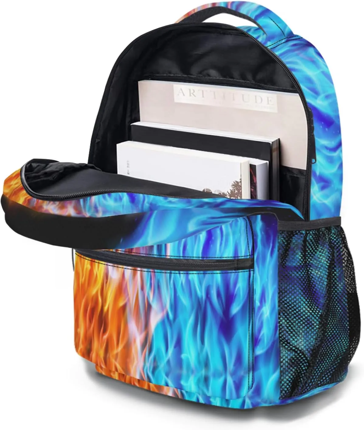 aportt Red Blue Fire Dragon Backpack for Boys Girls Orange Yellow Monster Animal Durable Casual Basic Kids Bookbag Rainbow Cool Lightweight School Bag for Teens Students Travel Daypack