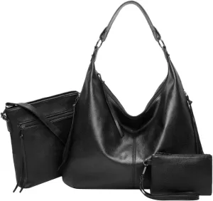 Beach Tote Bag 4 Packet Leather Solid Color Handbags Shoulder Bags Crossbody Hobo Bags Card Purse Work Travel Essential A