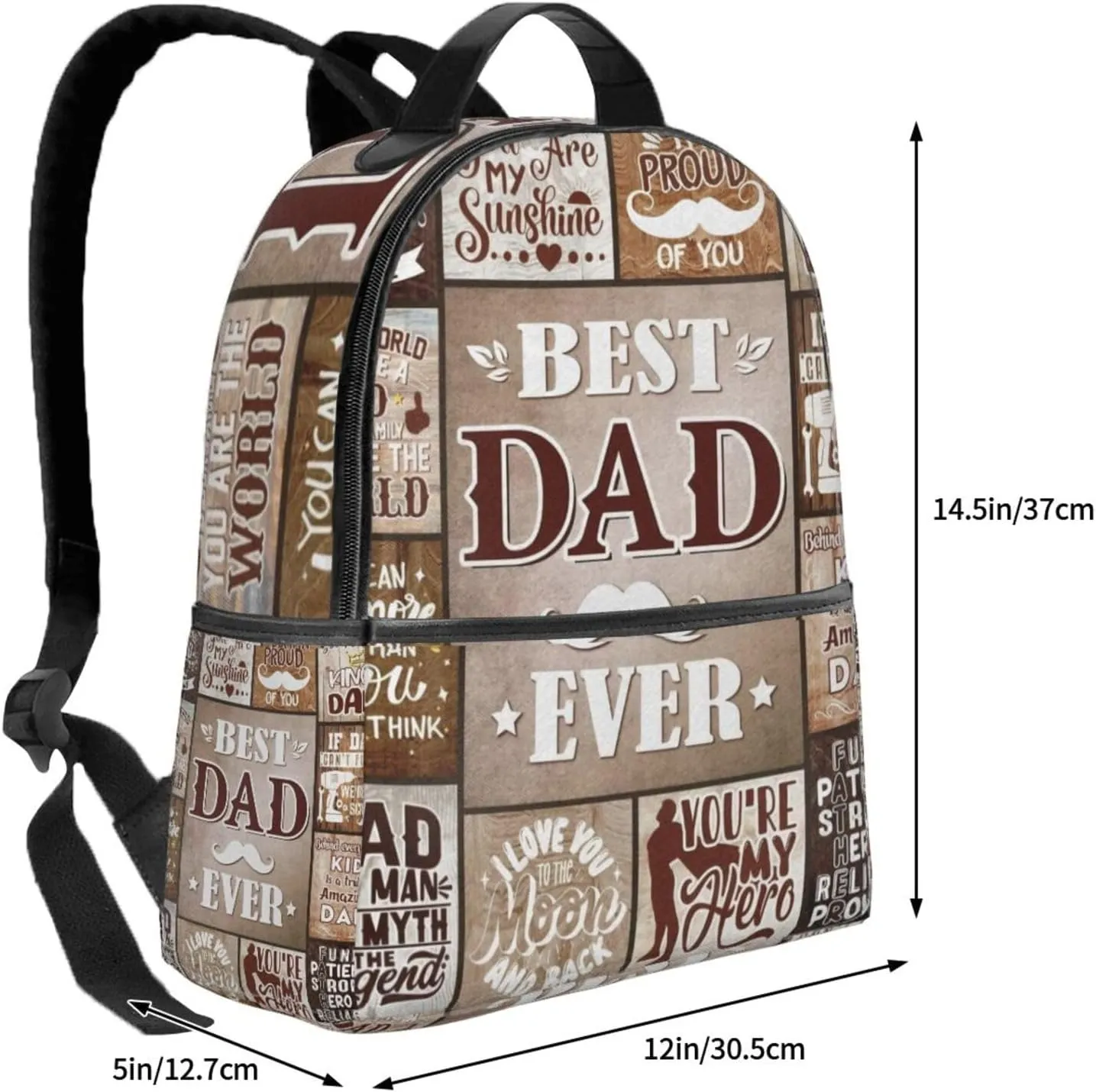 Best Dad Ever Father's Day Backpack Lightweight Laptop Backpacks Casual Double Shoulder Backpack For Women Men Travel