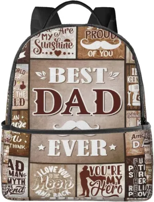 Best Dad Ever Father's Day Backpack Lightweight Laptop Backpacks Casual Double Shoulder Backpack For Women Men Travel