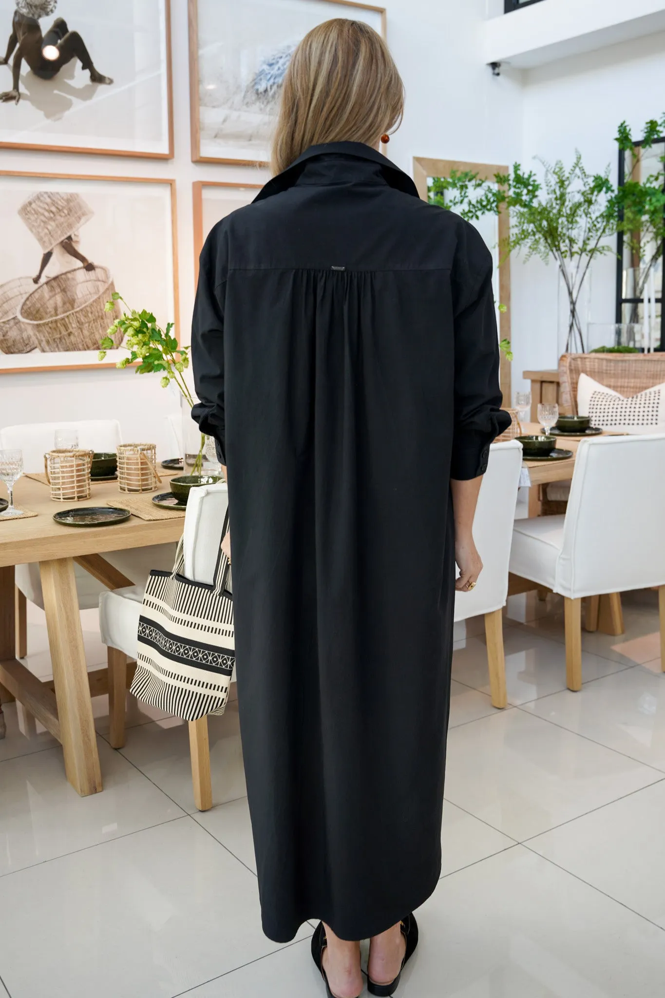Black Oversized Shirt Dress