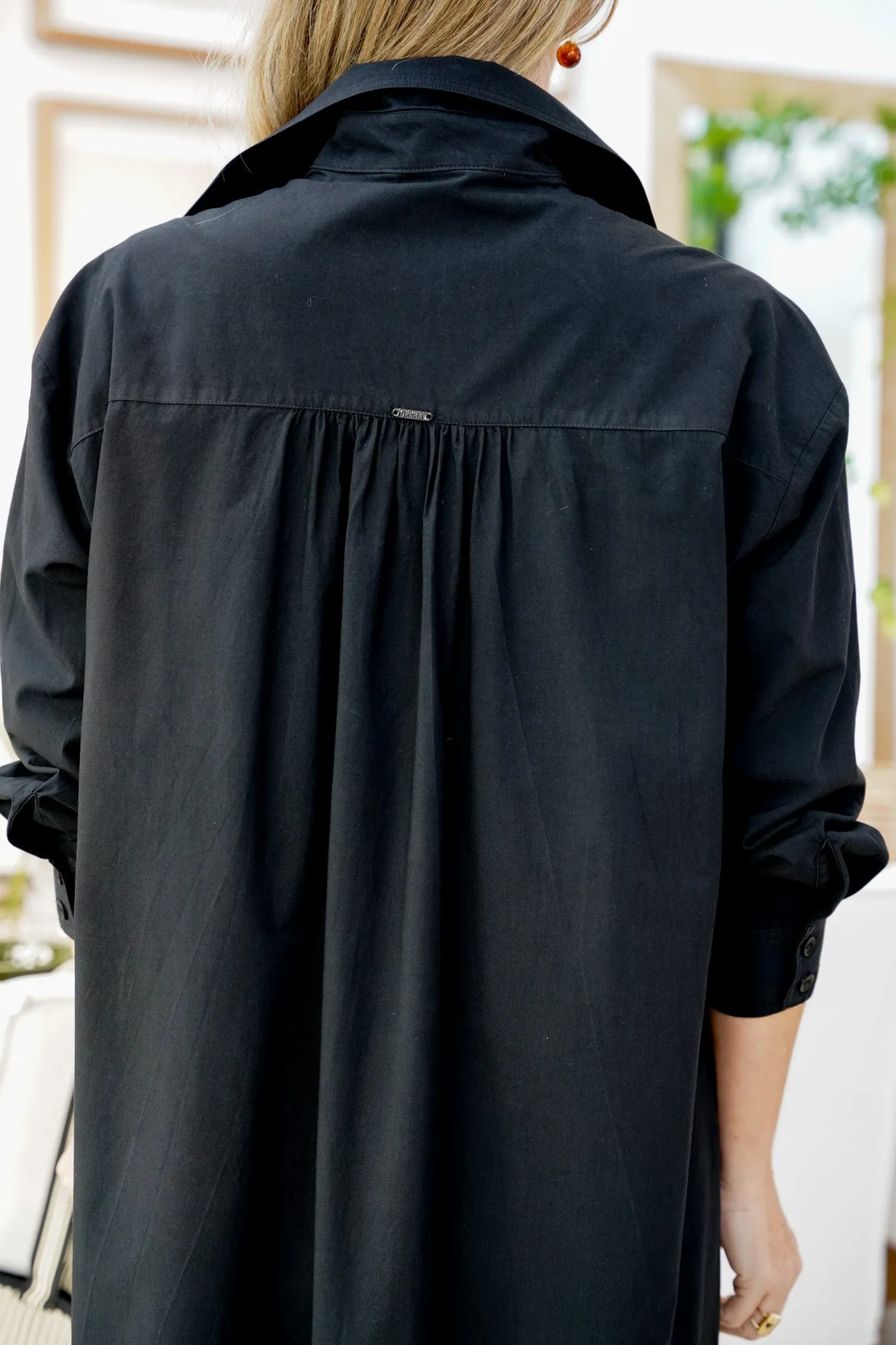 Black Oversized Shirt Dress