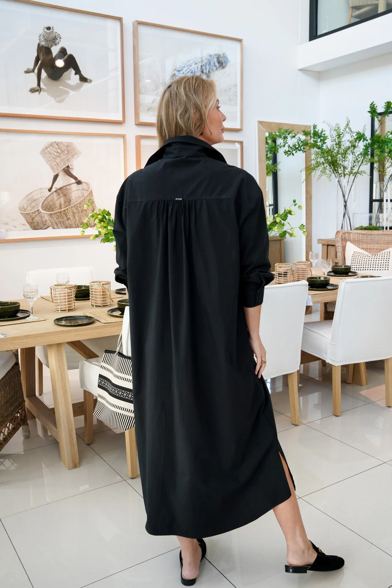 Black Oversized Shirt Dress