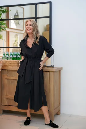 Black Oversized Shirt Dress