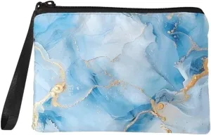 Blue Marble Coin Purse for Women Large Capacity Change Purse Wallets Zipper Bags Fashion Toiletry Kit Handy Bags