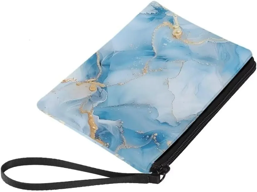 Blue Marble Coin Purse for Women Large Capacity Change Purse Wallets Zipper Bags Fashion Toiletry Kit Handy Bags
