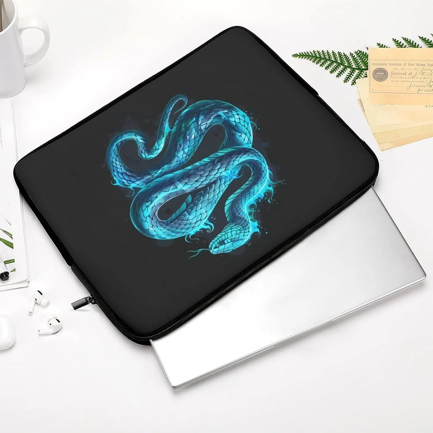 Blue Snake Splash Personalized Laptop Bag Business Casual Laptop Cases Slim Computer Bag Briefcase