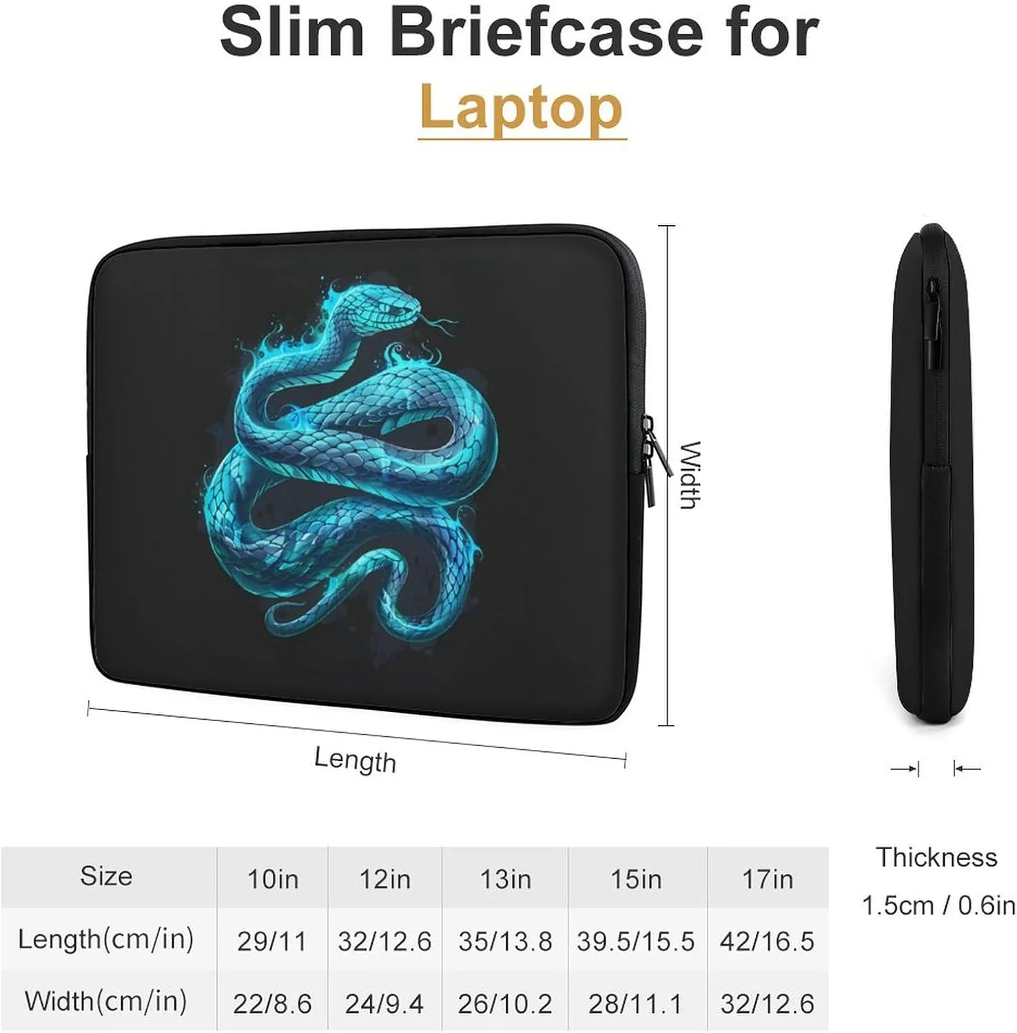 Blue Snake Splash Personalized Laptop Bag Business Casual Laptop Cases Slim Computer Bag Briefcase
