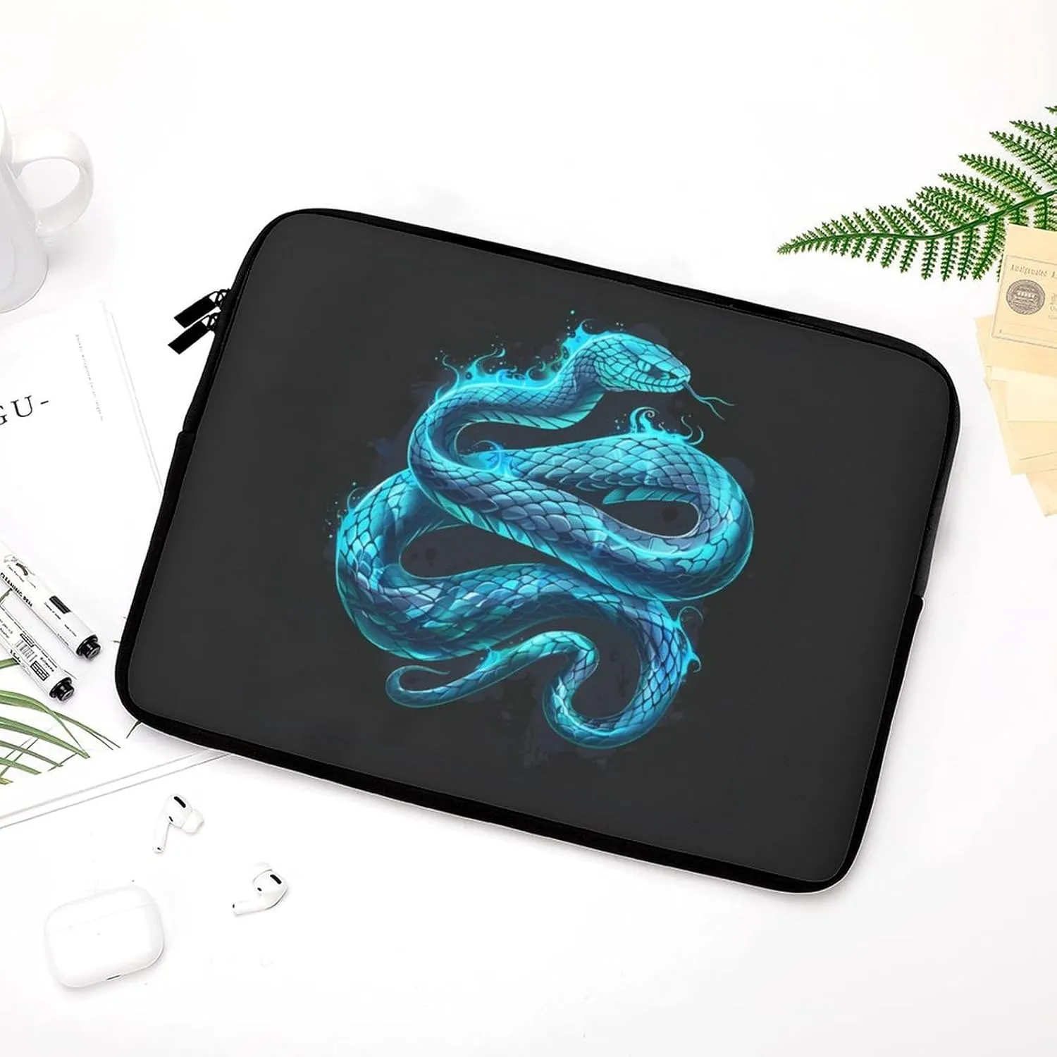 Blue Snake Splash Personalized Laptop Bag Business Casual Laptop Cases Slim Computer Bag Briefcase