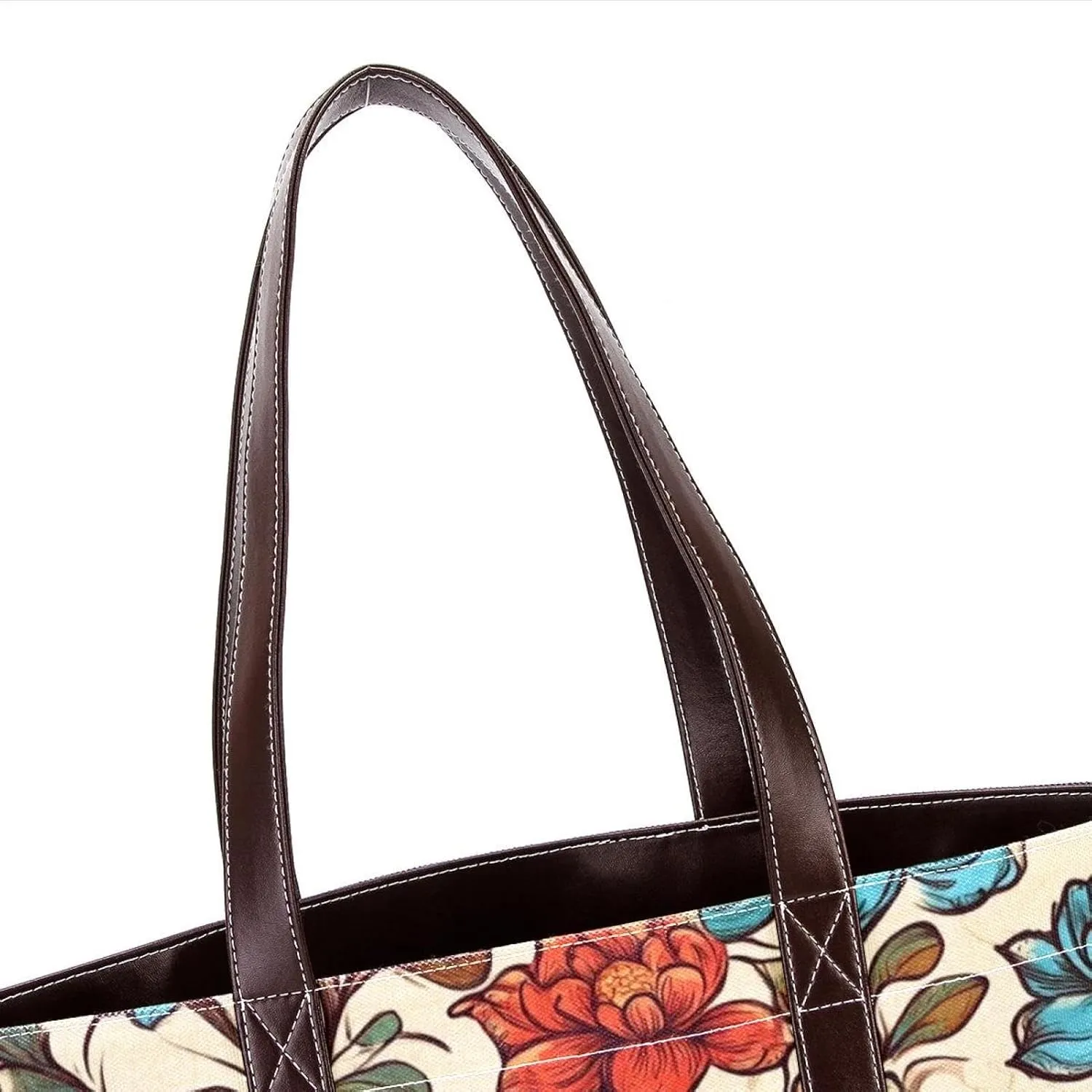 Boho Floral-34 Tote Bags Durable Leather Canvas Purses and Handbags for Women Top Handle Shoulder Satchel Hobo Bags