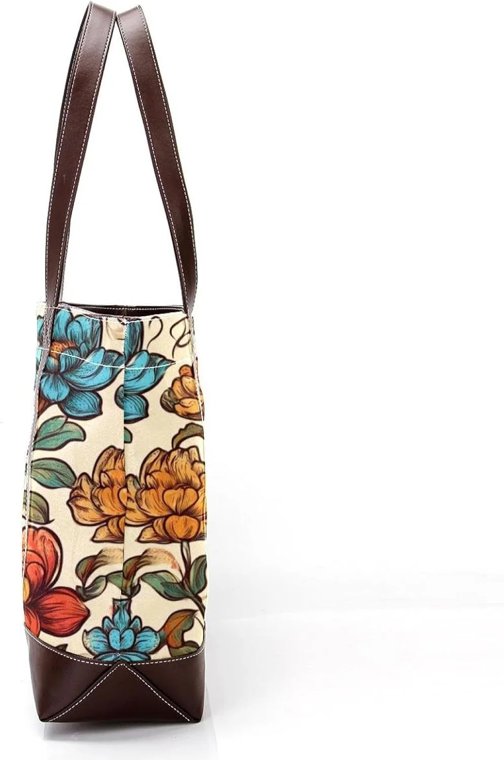 Boho Floral-34 Tote Bags Durable Leather Canvas Purses and Handbags for Women Top Handle Shoulder Satchel Hobo Bags