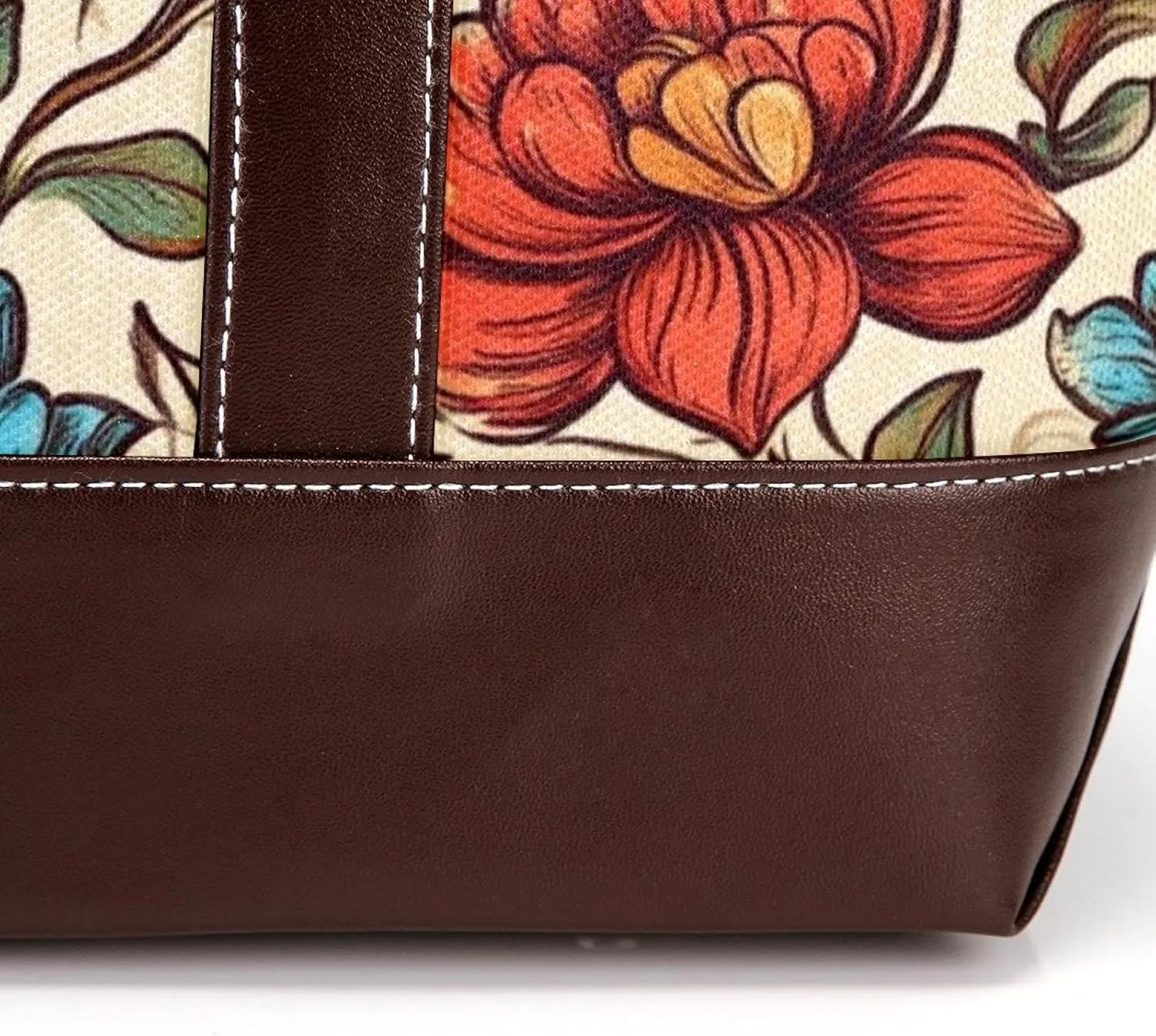 Boho Floral-34 Tote Bags Durable Leather Canvas Purses and Handbags for Women Top Handle Shoulder Satchel Hobo Bags