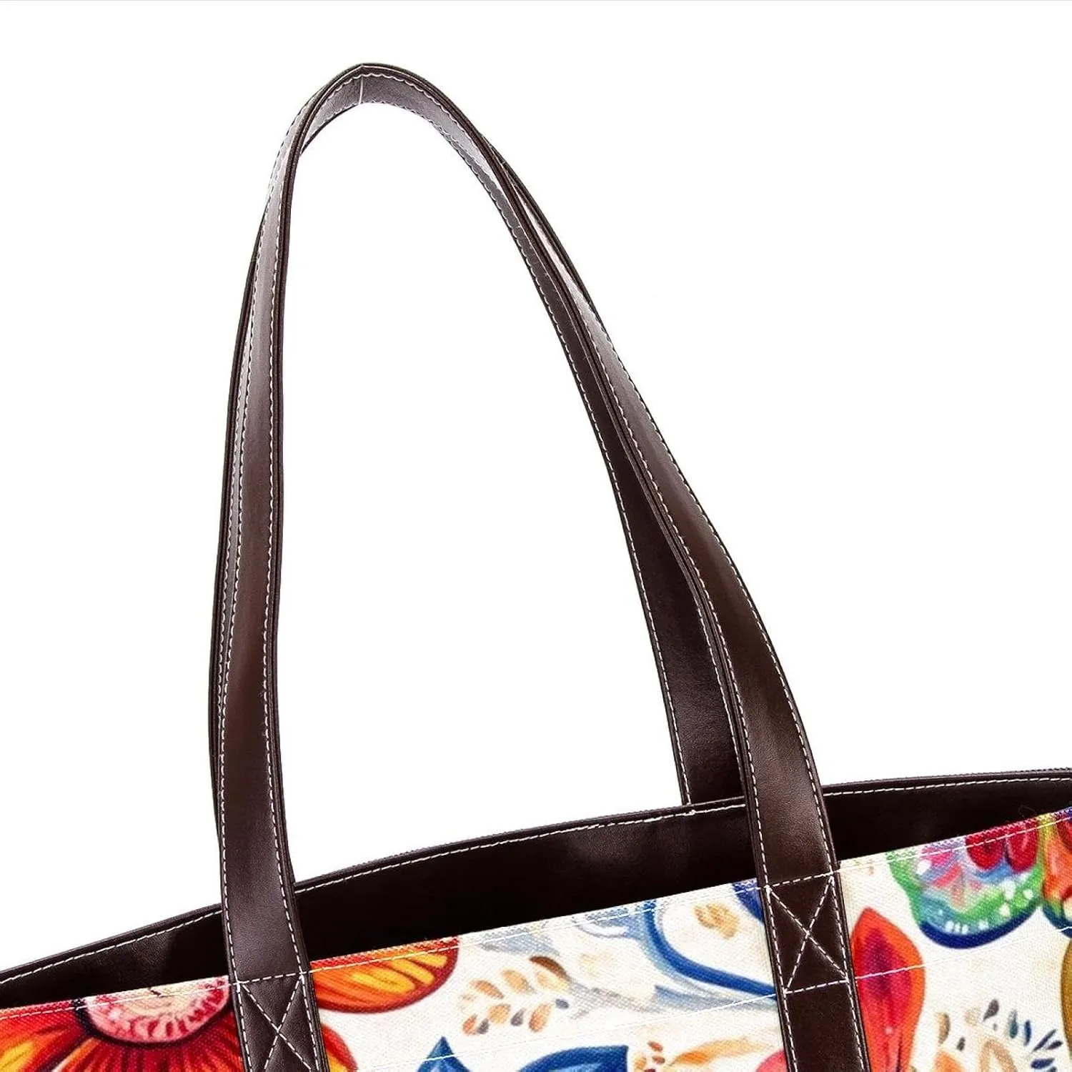 Boho Floral-34 Tote Bags Durable Leather Canvas Purses and Handbags for Women Top Handle Shoulder Satchel Hobo Bags