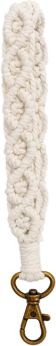 Boho Macrame Keychain Bracelet Handmade Wristlet Keyring Holder Wrist Lanyard for Women Girls