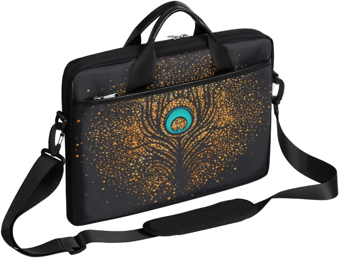 Boho Painted Bird Feathers Laptop Shoulder Messenger Bag Waterproof Laptop Briefcase with Handle and Padded Strap Case Sleeve