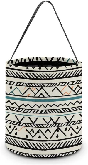 Boho Triangle Stripes Halloween Tote Candy Bag Candy Basket Candy Bucket Gift Bag for Halloween Party