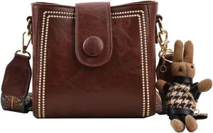 Bootara Bucket Bag, Spacious Vintage Retro Small Water Bucket Bag Adjustable Wider Shoulder With A Cute Rabbit Charm