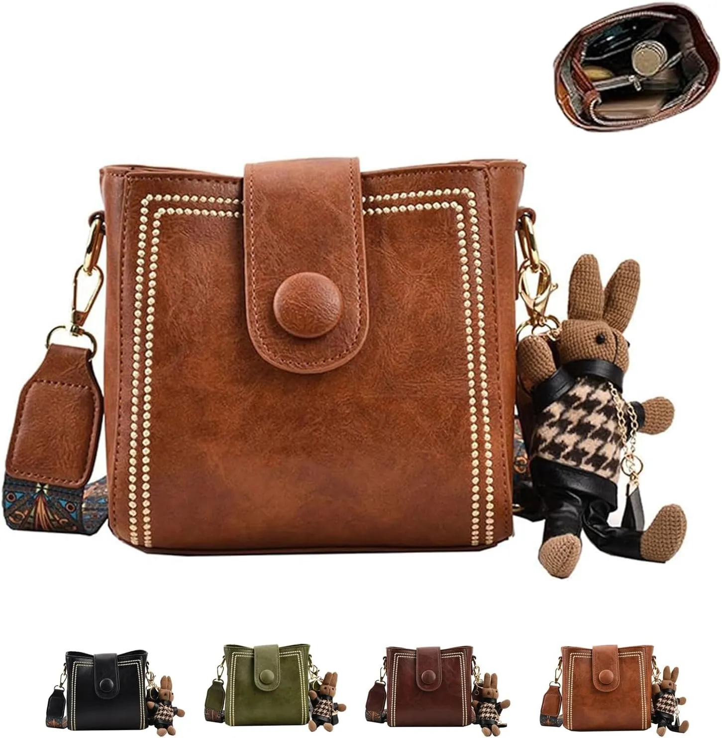Bootara Bucket Bag, Vintage Fashion Bag with Adjustable Wider Shoulder Strap, Spacious Travel for Women