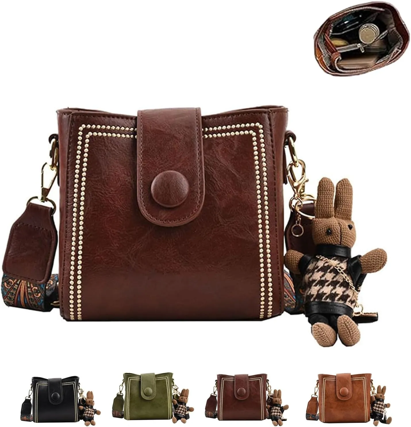 Bootara Bucket Bag, Vintage Fashion Bag with Adjustable Wider Shoulder Strap, Spacious Travel for Women