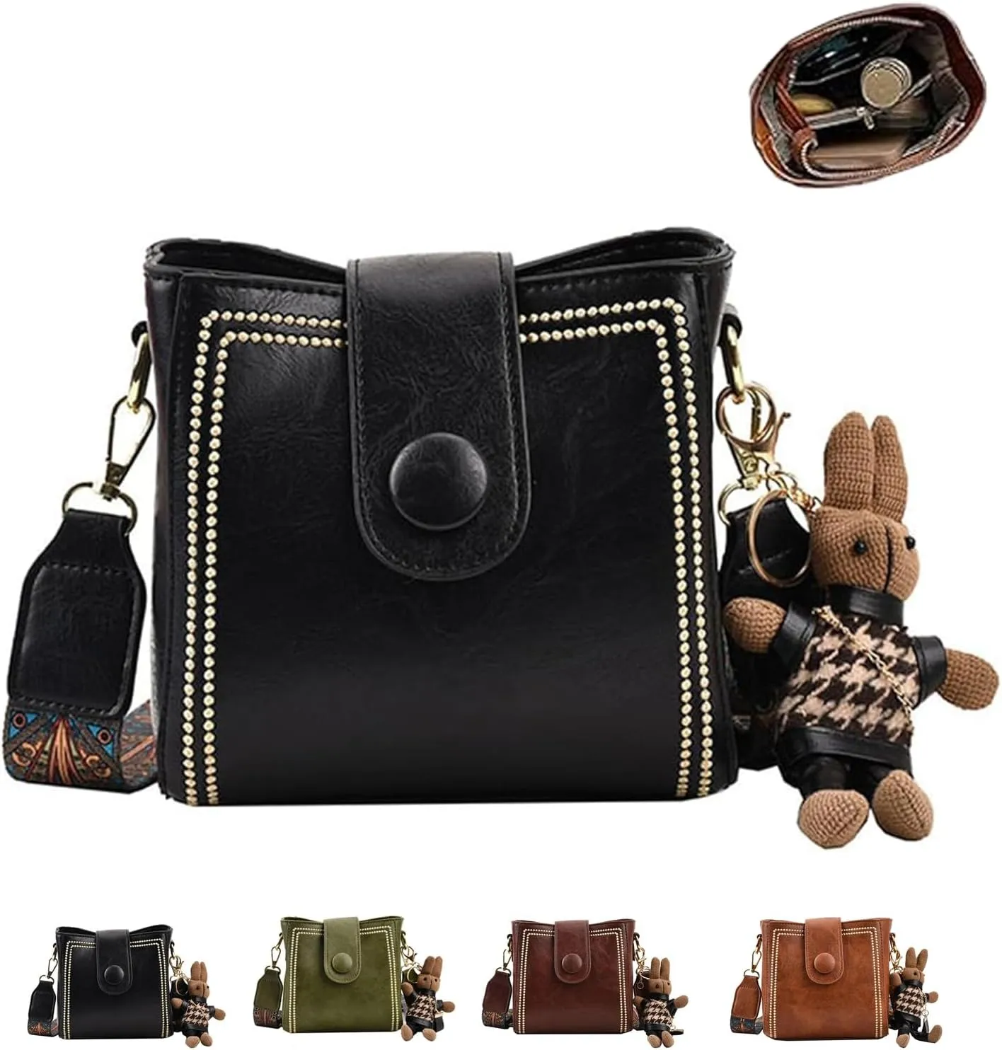 Bootara Bucket Bag, Vintage Fashion Bag with Adjustable Wider Shoulder Strap, Spacious Travel for Women