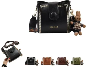 Bootara Bucket Bag, Vintage Retro Small Water Bucket Bag with Adjustable Shoulder Strap, Spacious Travel Tote
