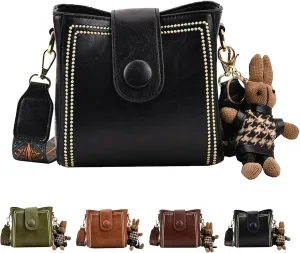 Bootara Bucket Bag, Women's Vintage Bunny Charm Bucket Bag, with Adjustable Wider Shoulder Strap, Spacious Travel Tote