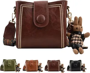Bootara Bucket Bag, Women's Vintage Bunny Charm Bucket Bag, with Adjustable Wider Shoulder Strap, Spacious Travel Tote