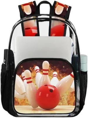 Bowling Clear Backpack Sport Bowling Ball PVC Transparent Backpacks Large See Through Bag for Women Men Security Stadium Work Travel Events Concert 17.7 IN