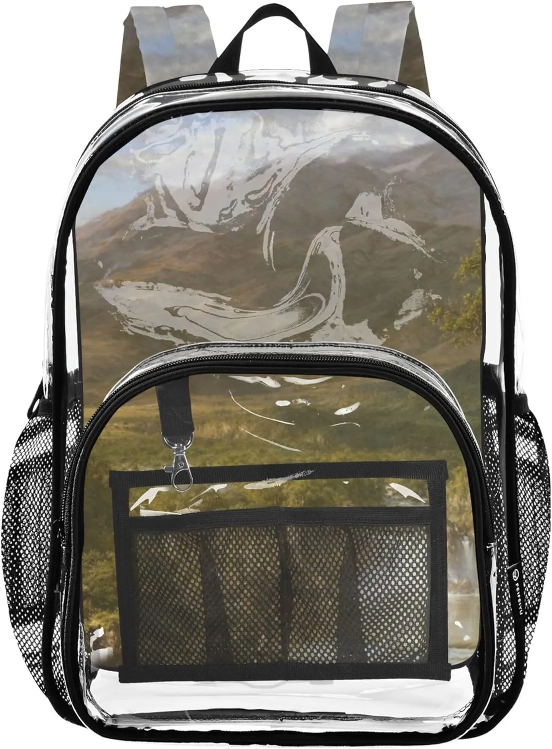 Boys Backpacks for Girls Landscape Church Heart Andes Clear Bag for Women Travel School Clear Shoulder Bag