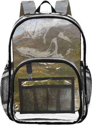 Boys Backpacks for Girls Landscape Church Heart Andes Clear Bag for Women Travel School Clear Shoulder Bag