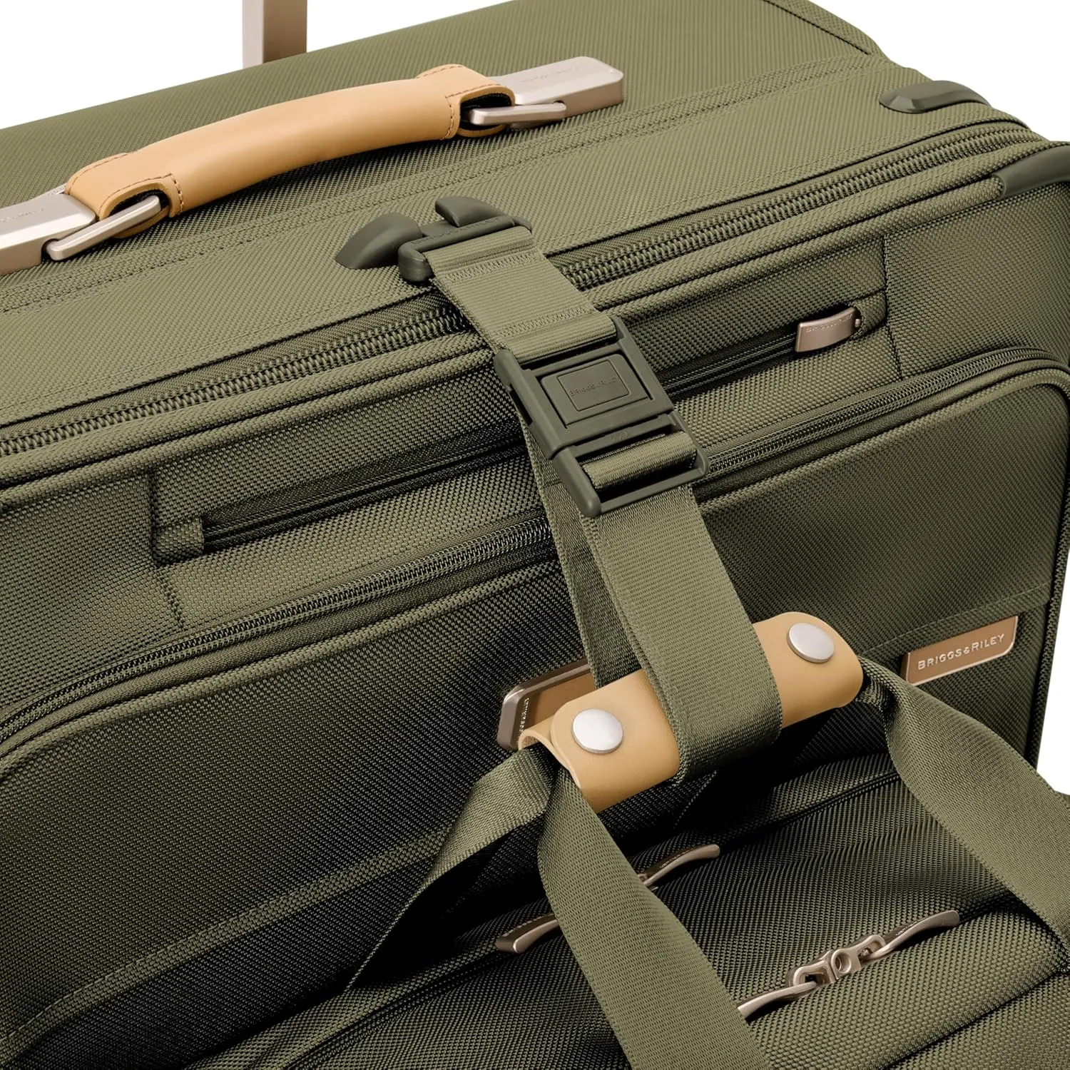 Briggs & Riley 29" Large Expandable Spinner - Checked Luggage for Travel, Suitcases with Wheels, Softside Rolling Bag for Men & Women, Self-Repairing Zipper - Baseline Collection, Olive