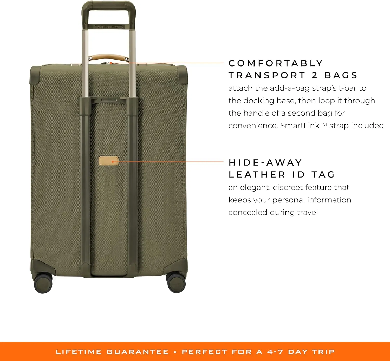 Briggs & Riley 29" Large Expandable Spinner - Checked Luggage for Travel, Suitcases with Wheels, Softside Rolling Bag for Men & Women, Self-Repairing Zipper - Baseline Collection, Olive